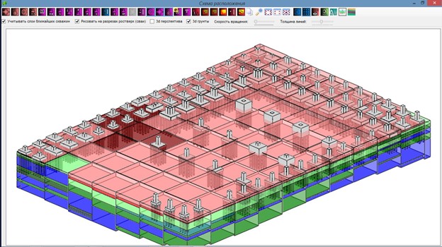 3D-схема расположения ростверков